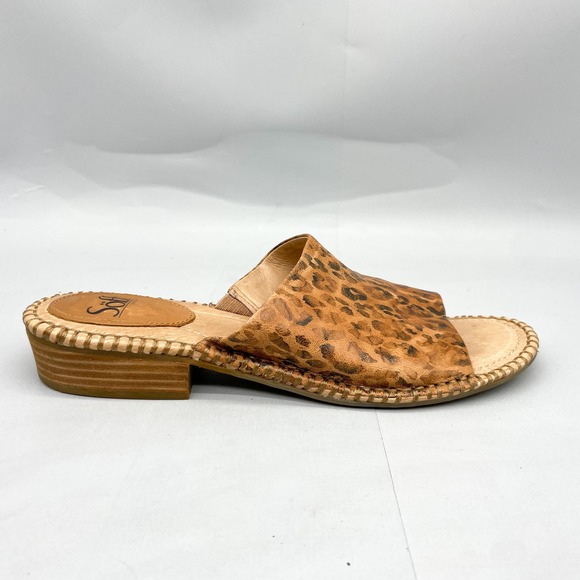 Sofft Womens 10M Slide Sandals Shoes Brown Leopard Print Leather Mules Boho Chic - Picture 2 of 13